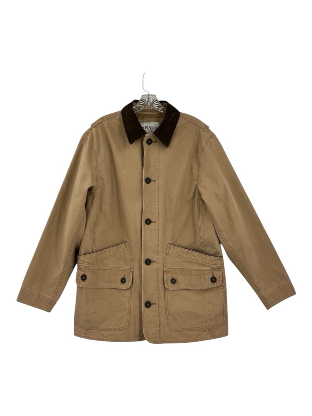 Orvis Men's Corduroy Collar Cotton Barn Jacket field chore Tan coat SZ M